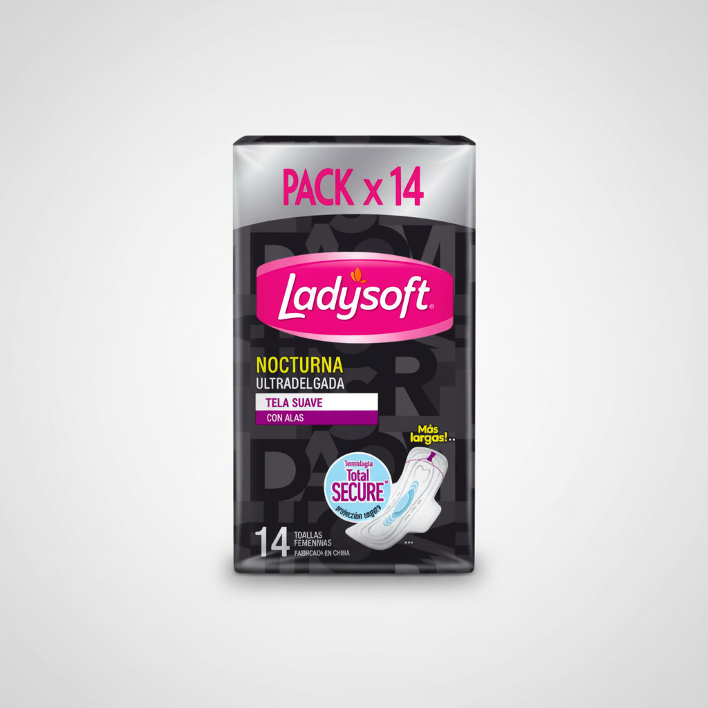 Toallas Higiénicas Nocturna Ultradelgada Tela Suave 14 Un Ladysoft