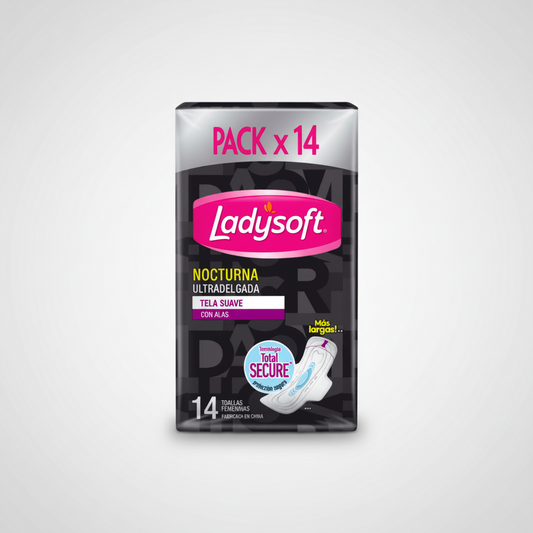Toallas Higiénicas Nocturna Ultradelgada Tela Suave 14 Un Ladysoft