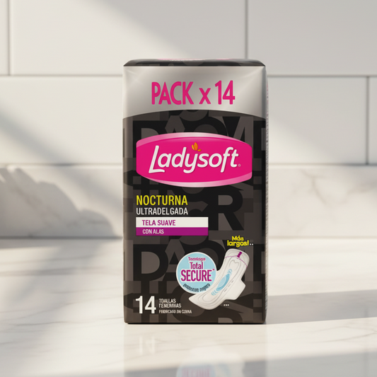 Toallas Higiénicas Nocturna Ultradelgada Tela Suave 14 Un Ladysoft