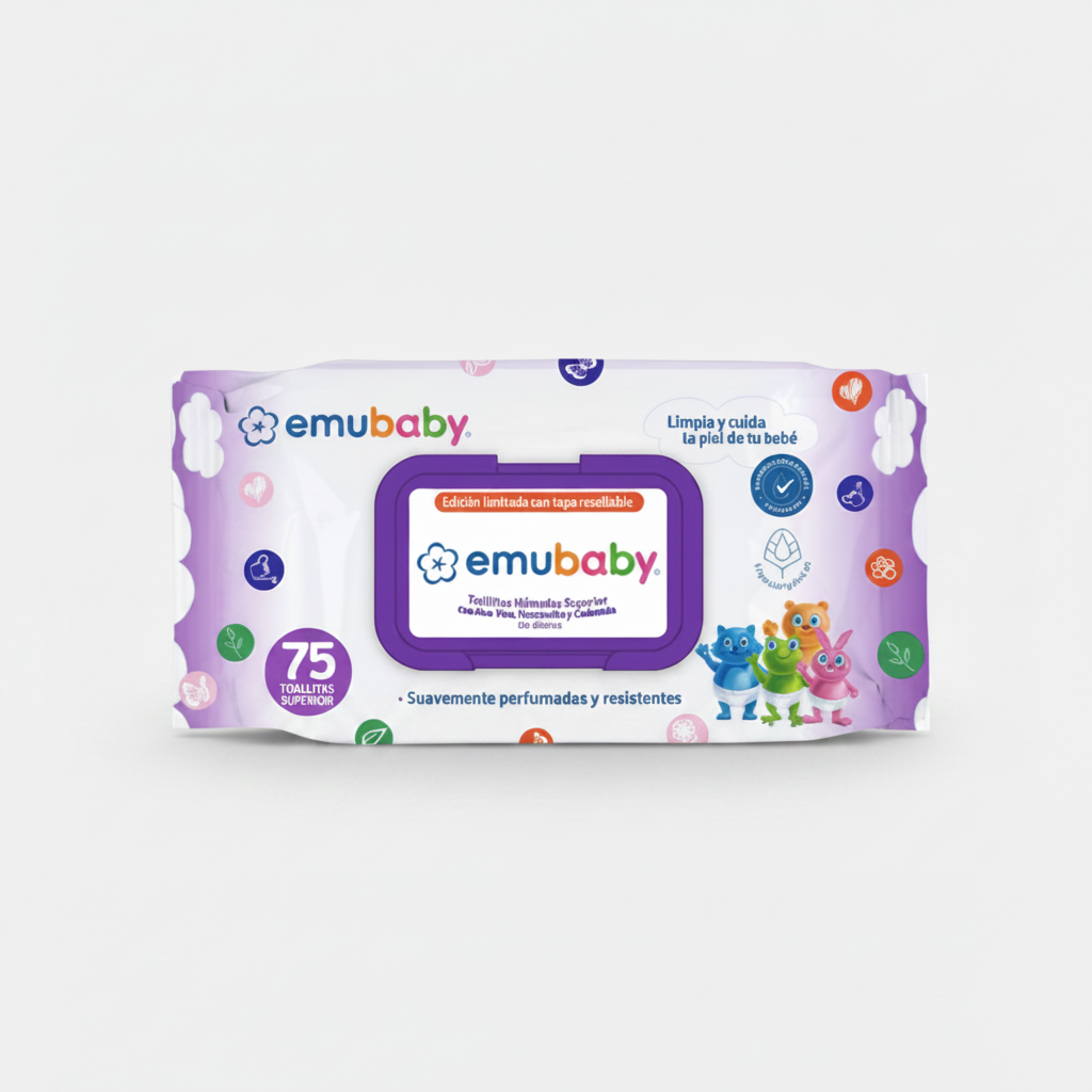 Toallitas Húmedas Emubaby  - 75 Unidades con Tapa