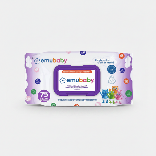 Toallitas Húmedas Emubaby  - 75 Unidades con Tapa