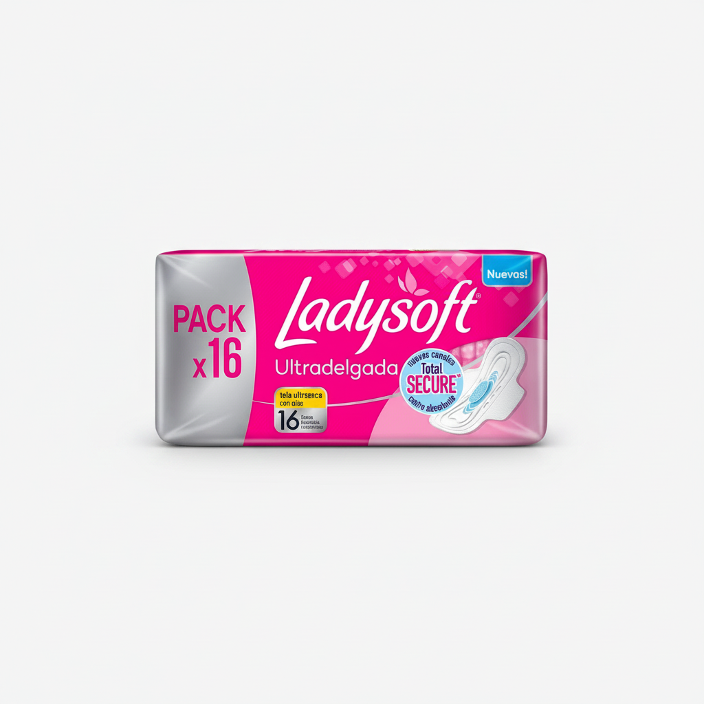 Toallas Higiénicas Diurnas Ultradelgada Ladysoft Tela Suave Pack x16 Un