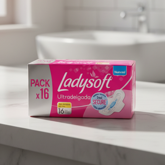 Toallas Higiénicas Diurnas Ultradelgada Ladysoft Tela Suave Pack x16 Un